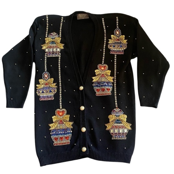 Vintage Marisa Christina Collection Sequin Sweater Cardigan Chic Festive - Picture 6 of 14